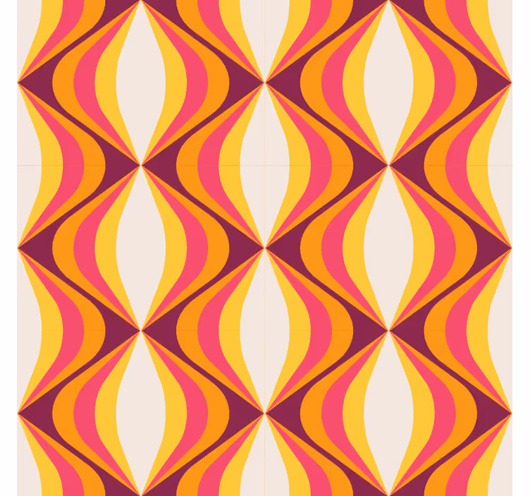 Papel de pared para salón onda naranja retro - TenVinilo