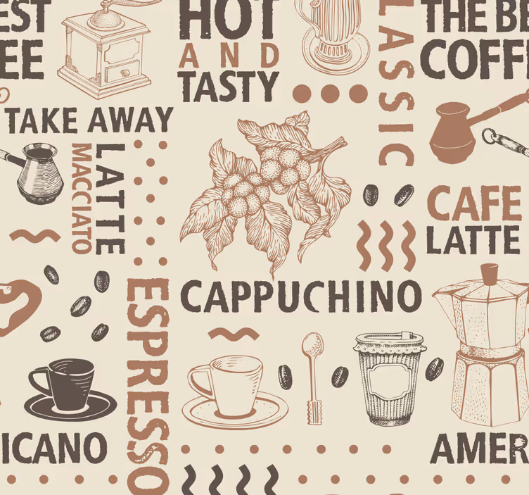 Papel tapiz comedor patrón de café - TenVinilo