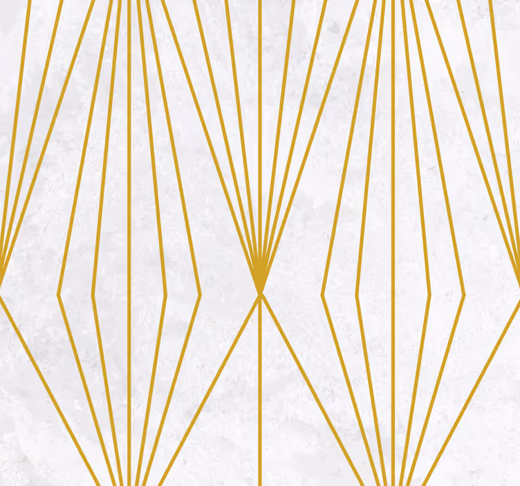 Papel de pared para salón triangulos blancos y dorados - TenVinilo