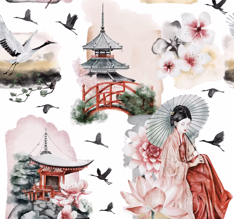 Papel tapiz para cabecera japón - TenVinilo