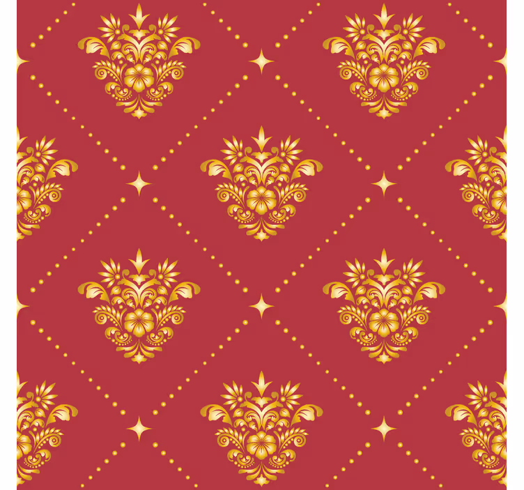Papel pintado barroco patrón de damasco dorado - TenVinilo