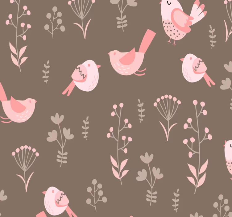 Papel tapiz pájaros patrón floral aviar - TenVinilo