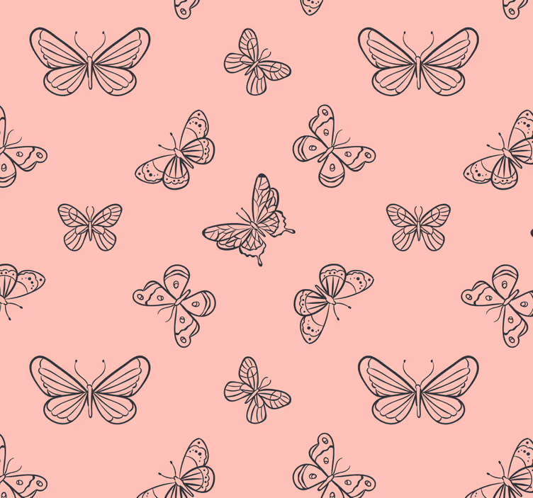 Papel tapiz rosa patrón de mariposa - TenVinilo