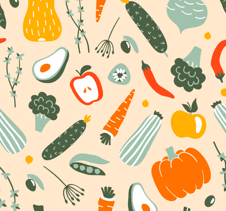 Papel tapiz cocina patrón vegetal - TenVinilo