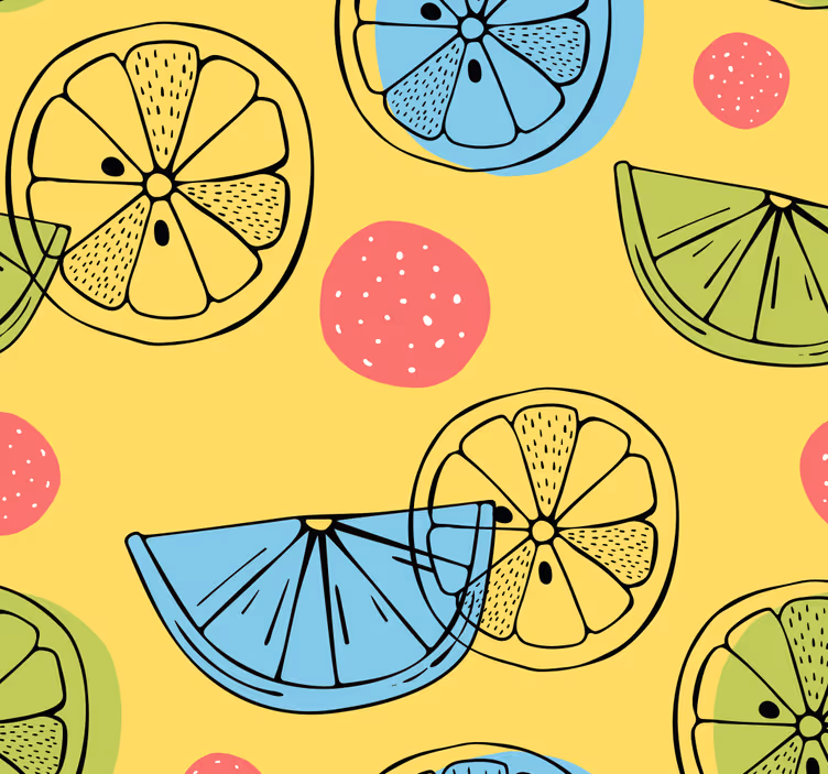 Papel tapiz cocina patrón de rodajas de cítricos - TenVinilo