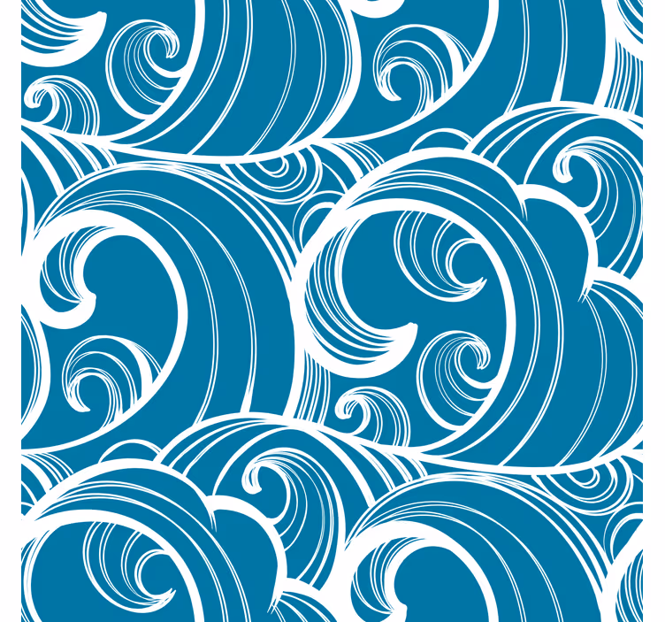 Papel tapiz para cabecera patrón azul ondulado - TenVinilo