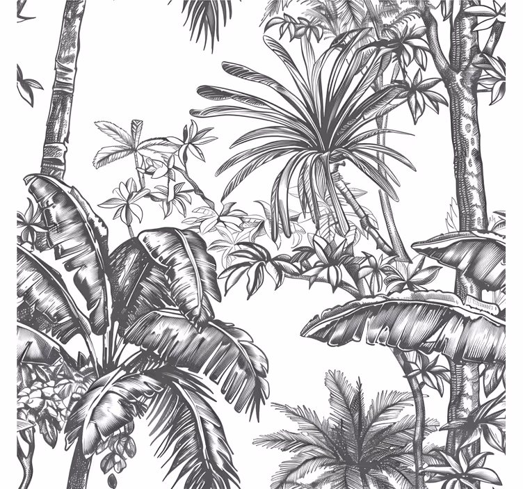 Papel tapiz para cabecera patrón de selva gris - TenVinilo
