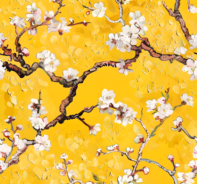 Papel tapiz amarillo patrón floral de primavera - TenVinilo