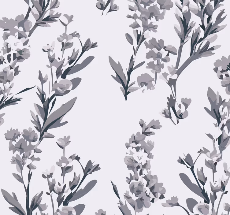 Papel tapiz gris diseño floral - TenVinilo