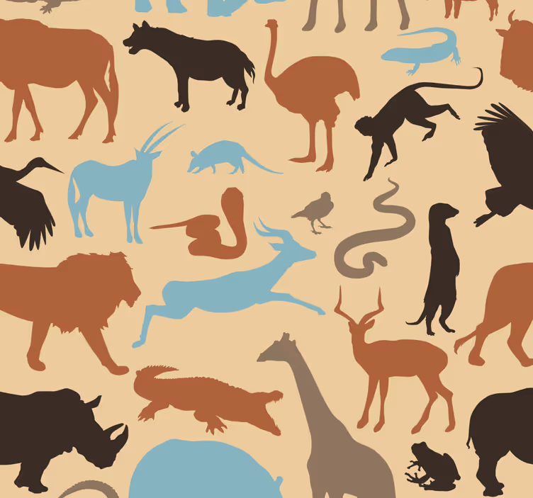 Papel tapiz animales siluetas de safari - TenVinilo