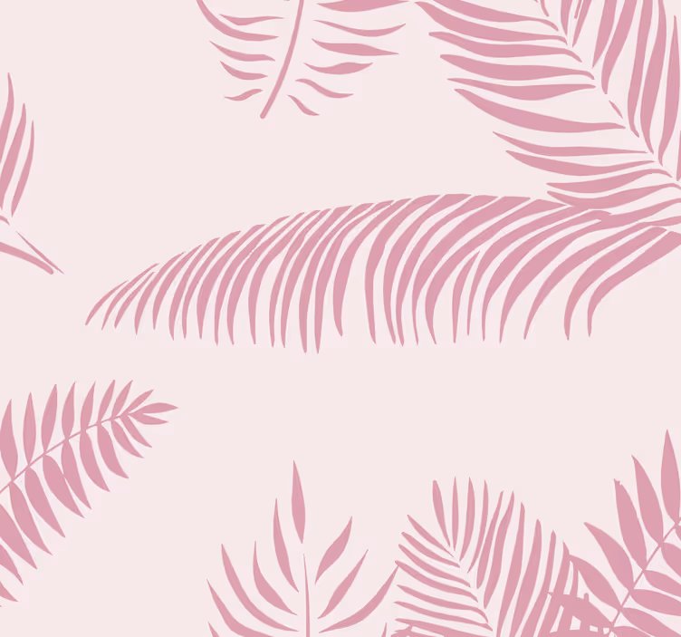 Papel tapiz rosa hojas de palma grandes - TenVinilo