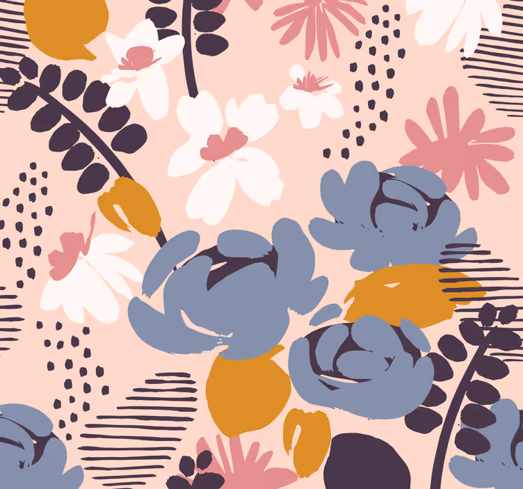Papel tapiz floral patrón botánico floral - TenVinilo