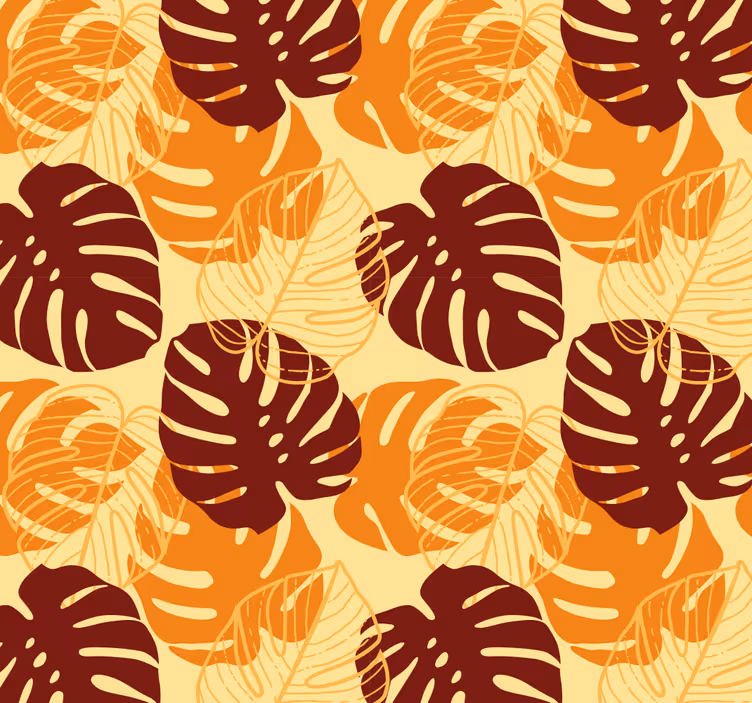 Papel tapiz hojas patrón de monstera tropical - TenVinilo
