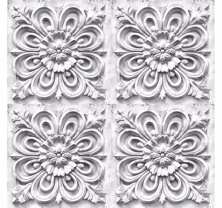 Papel tapiz barroco azulejos blancos - TenVinilo
