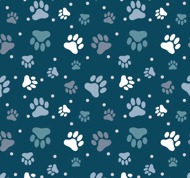 Papel pintado perros Huellas de perros whie y grises - TenVinilo