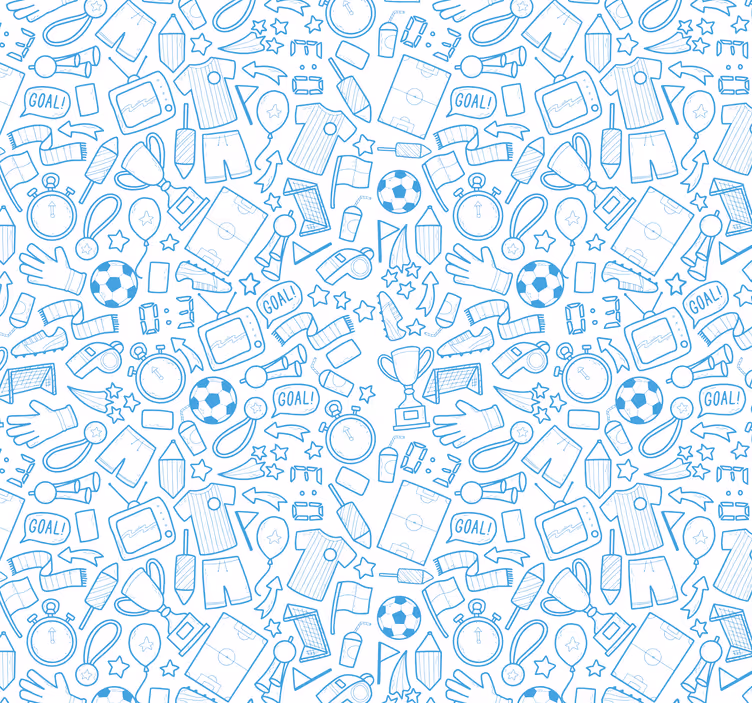 Papel pintado juvenil Fútbol, garabato, conjunto, ilustración - TenVinilo