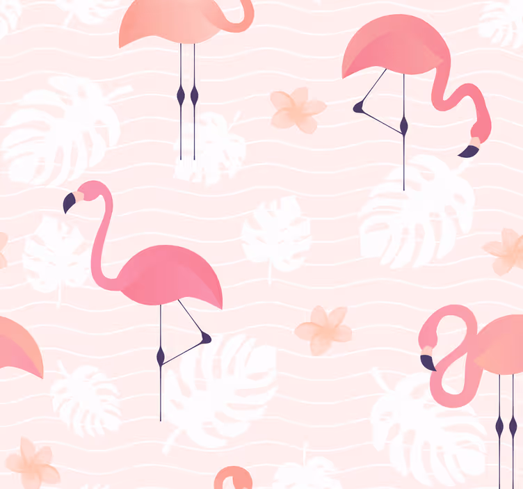 Papel pintado animal Grupo de flamencos - TenVinilo