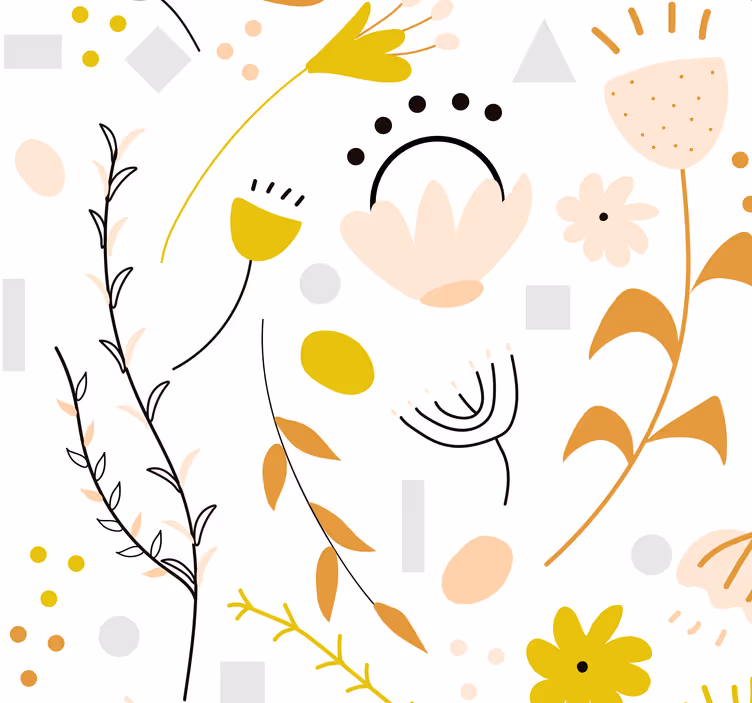 Papel pintado bebé flores naranjas y amarillas - TenVinilo