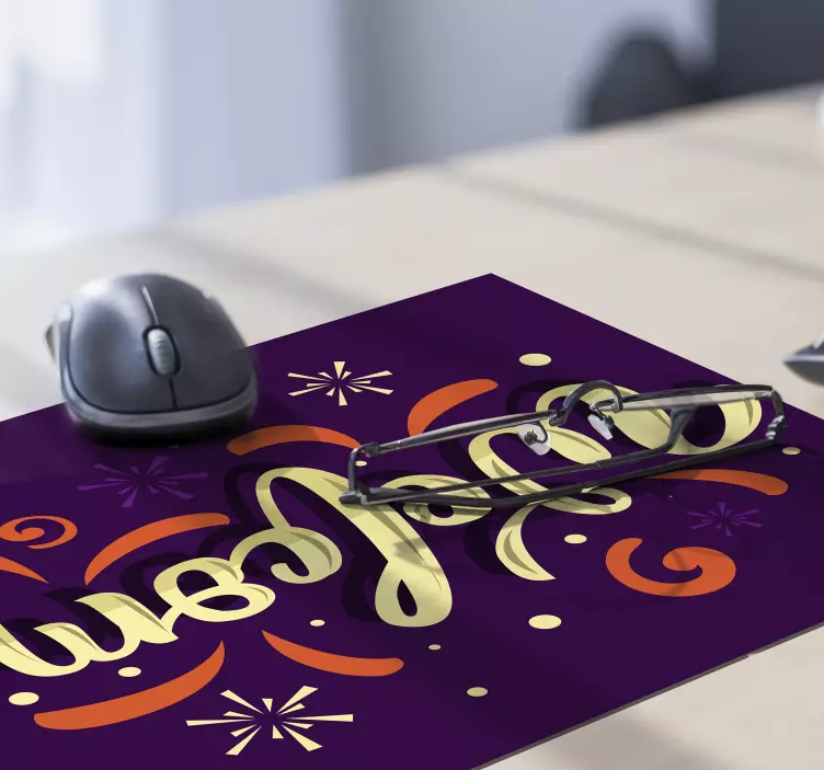 Mouse pad personalizable texto estiloso bienvenido - TenVinilo
