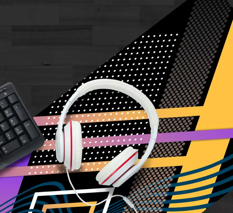 Alfombrilla gaming xxl Fondo negro rayas de colores - TenVinilo