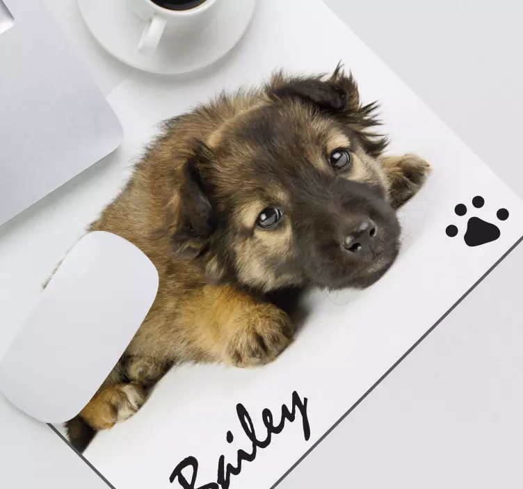Alfombrilla ratón perrito con foto y nombre - TenVinilo