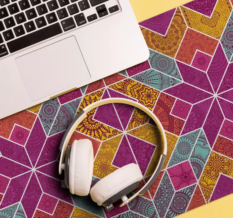 Alfombrilla XXL mosaico colorido paisley - TenVinilo