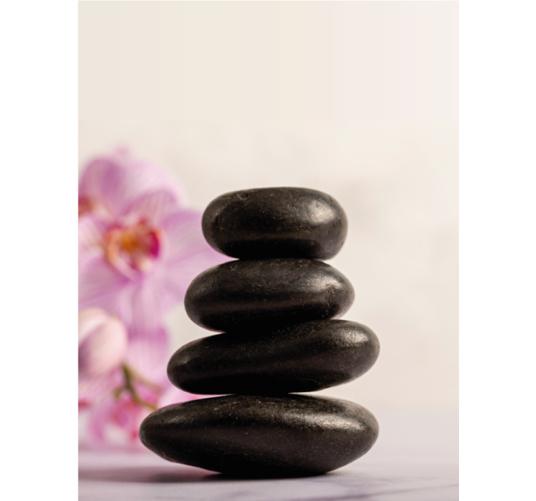 Cortina roller baño bambúes zen y orquídeas rosas - TenVinilo