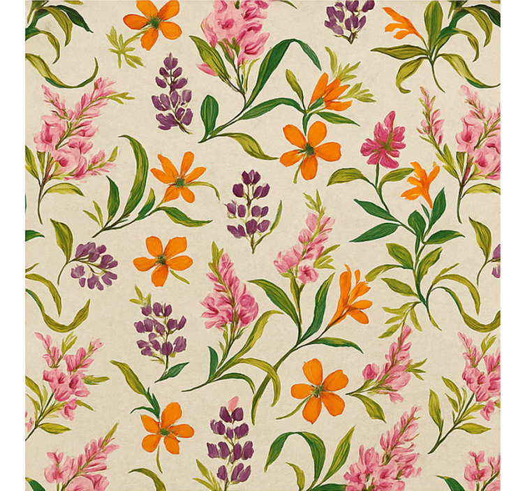 Cortina roller living comedor exuberante patrón floral - TenVinilo