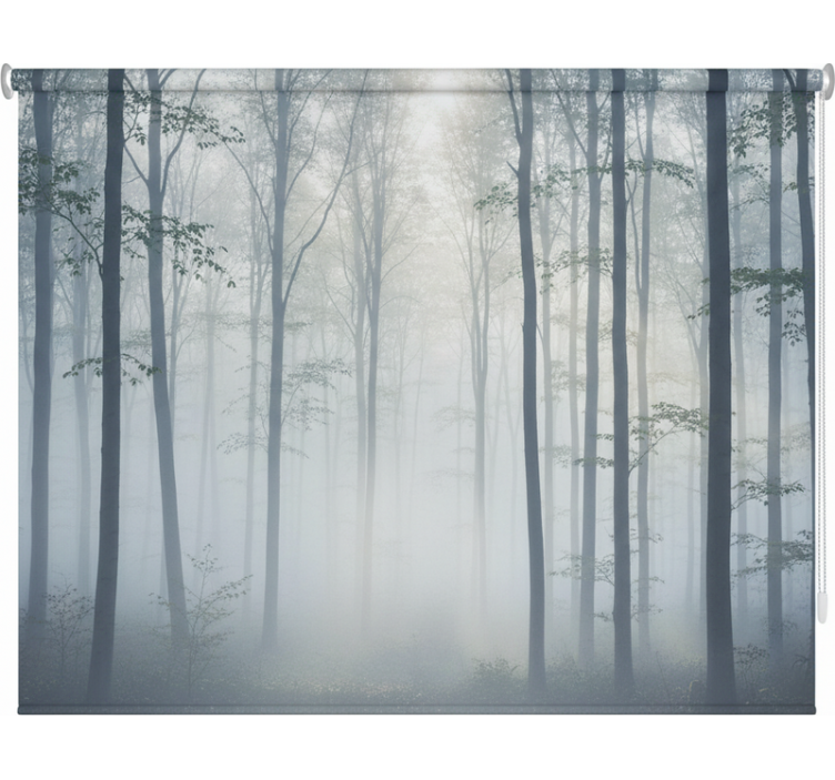 Cortina roller árboles murales de niebla atmosférica - TenVinilo