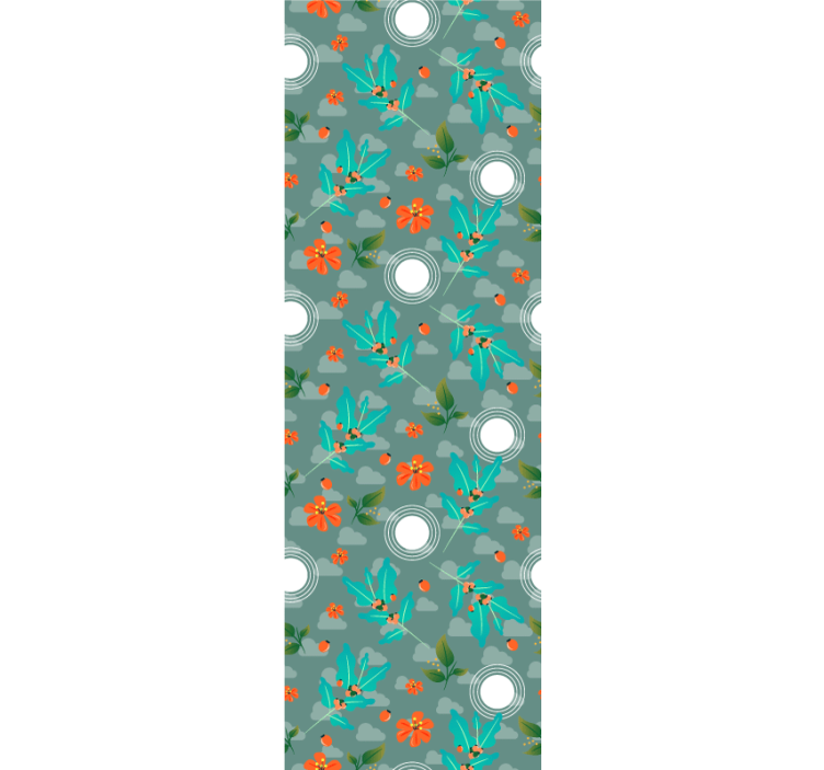 Cortina roller comedor geométrica floral - TenVinilo