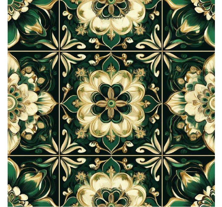 Cortina roller cocina azulejos mosaico botánico - TenVinilo