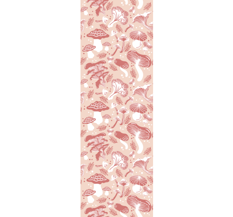 Cortina roller comedor setas del bosque sobre fondo beige - TenVinilo