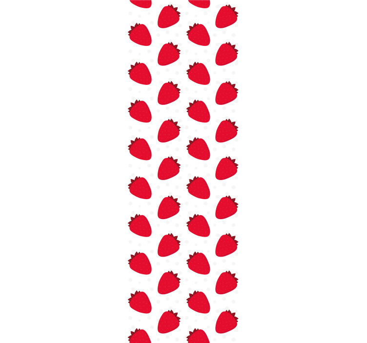 Cortina roller comedor patrón de fresas rojas sobre blanco - TenVinilo