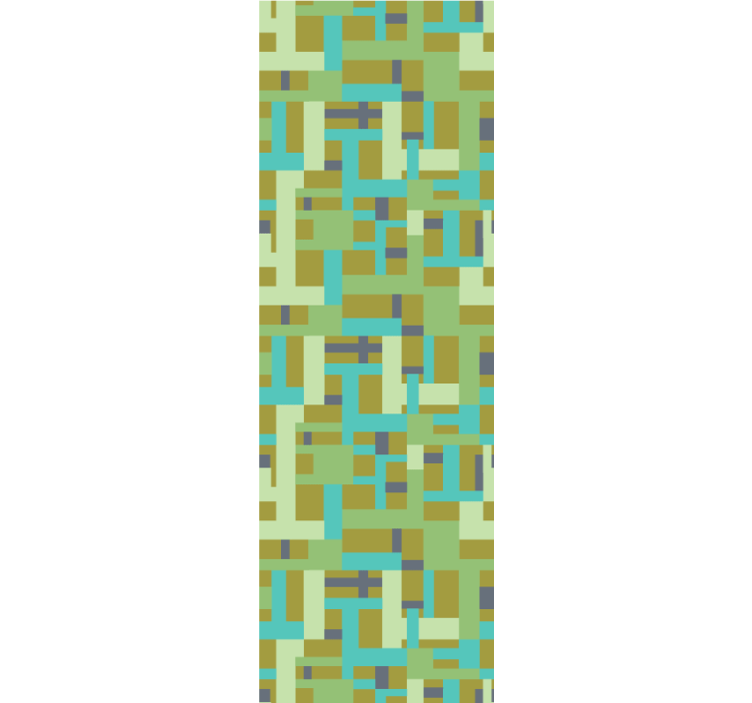 Cortina roller comedor patrón rectangular retro colorido - TenVinilo