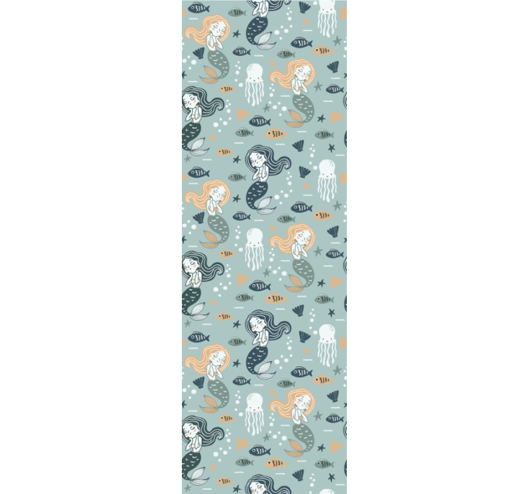 Cortina roller infantil patrón sirena mágica azul - TenVinilo