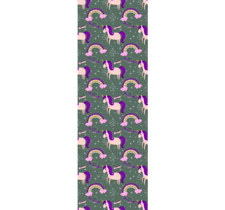 Cortina roller infantil unicornios rosa y verde - TenVinilo