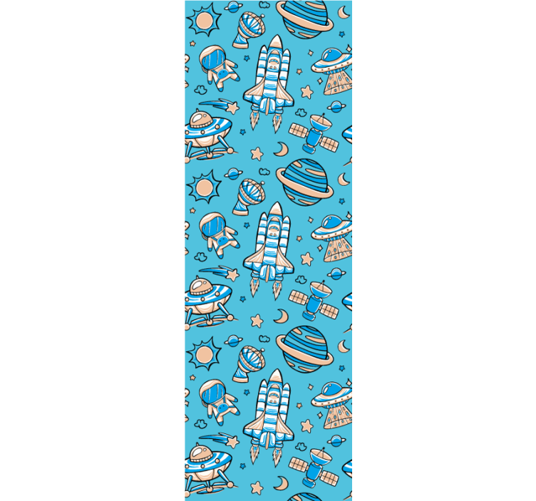 Cortina roller infantil nave espacial sobre un cielo azul - TenVinilo