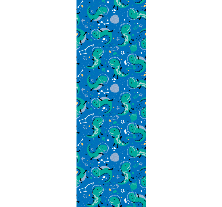 Cortina roller infantil divertidos dinosaurios con planetas - TenVinilo