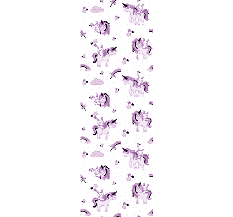 Cortina roller infantil unicornio y conejo entre estrellas - TenVinilo