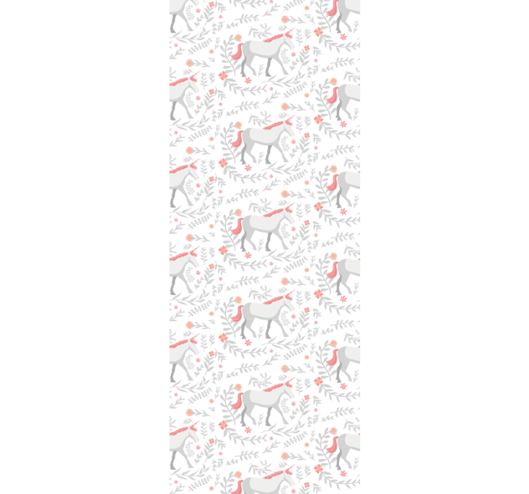 Cortina roller infantil patrón de unicornios con hojas - TenVinilo