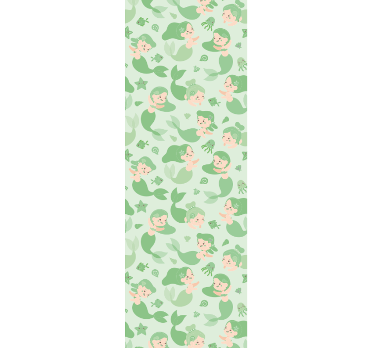 Cortina roller infantil sirena niña verde sonriente - TenVinilo