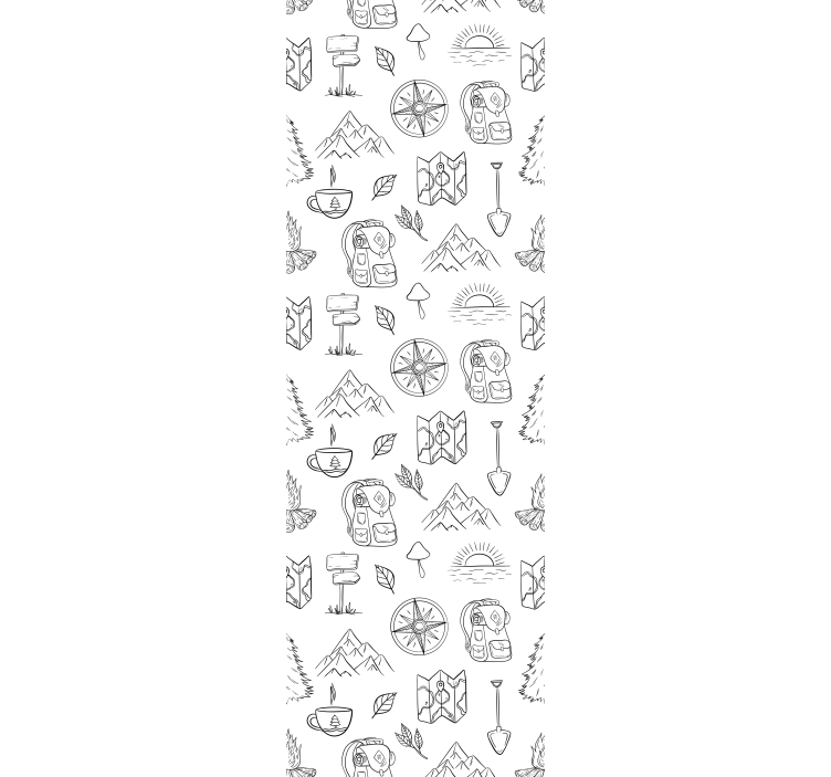 Cortina roller infantil brújula dibujada a mano y montañas - TenVinilo