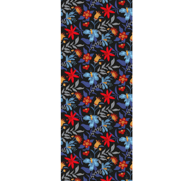 Cortina roller oficina estampado floral negro - TenVinilo