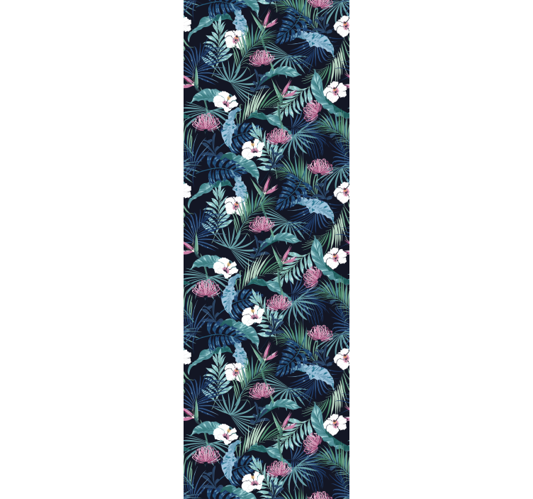 Cortina roller oficina plantas exóticas en hojas - TenVinilo