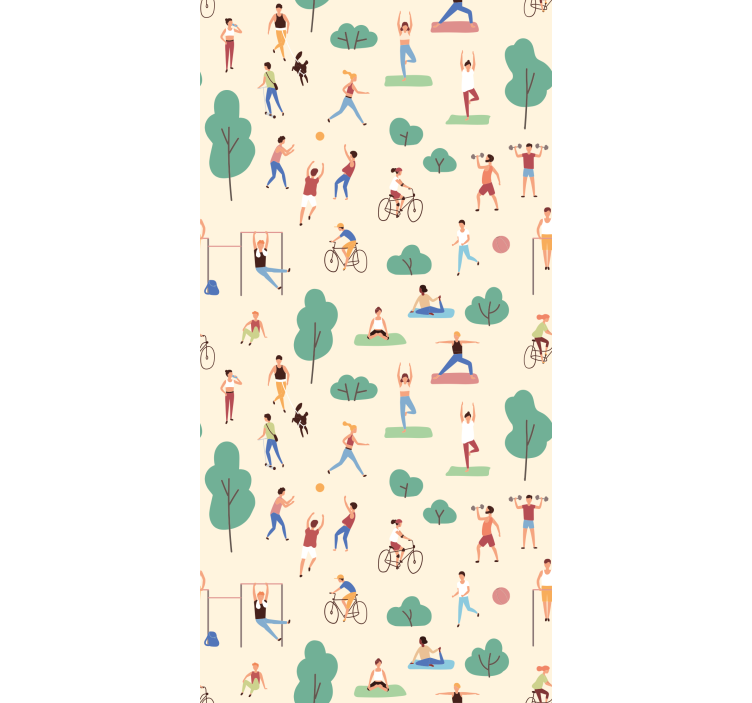 Cortina roller moderno personas haciendo deportes - TenVinilo