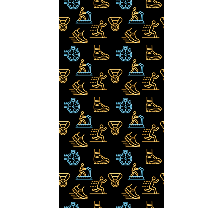 Cortina roller moderno íconos vectoriales en neón negro - TenVinilo