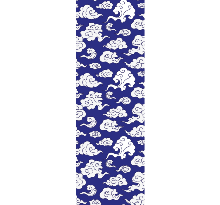 Cortina roller moderno nubes blancas silueteadas azul - TenVinilo