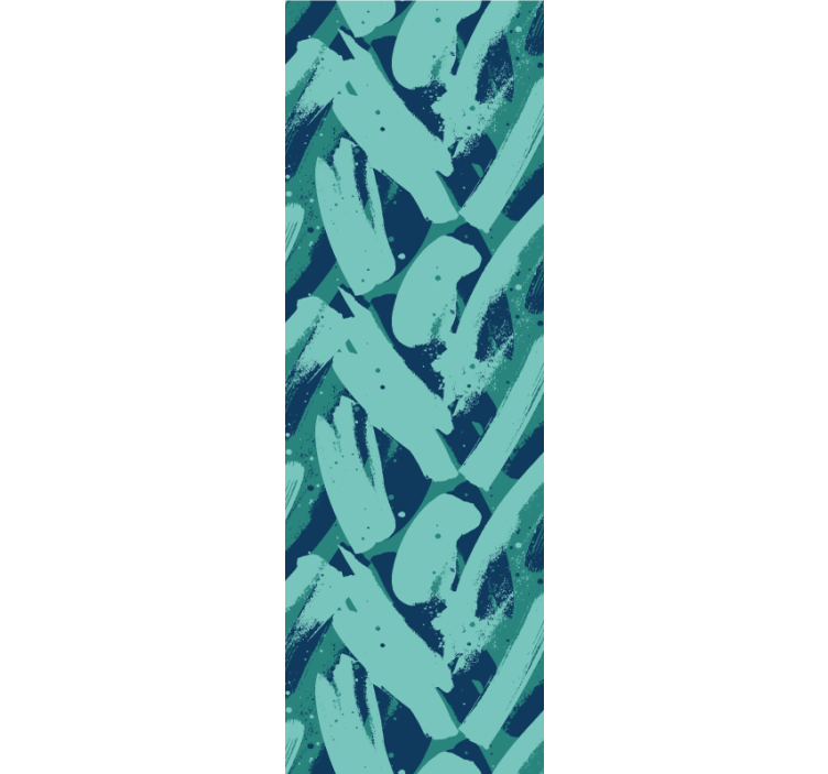 Cortina roller moderno trazos de pintura verde y azul - TenVinilo
