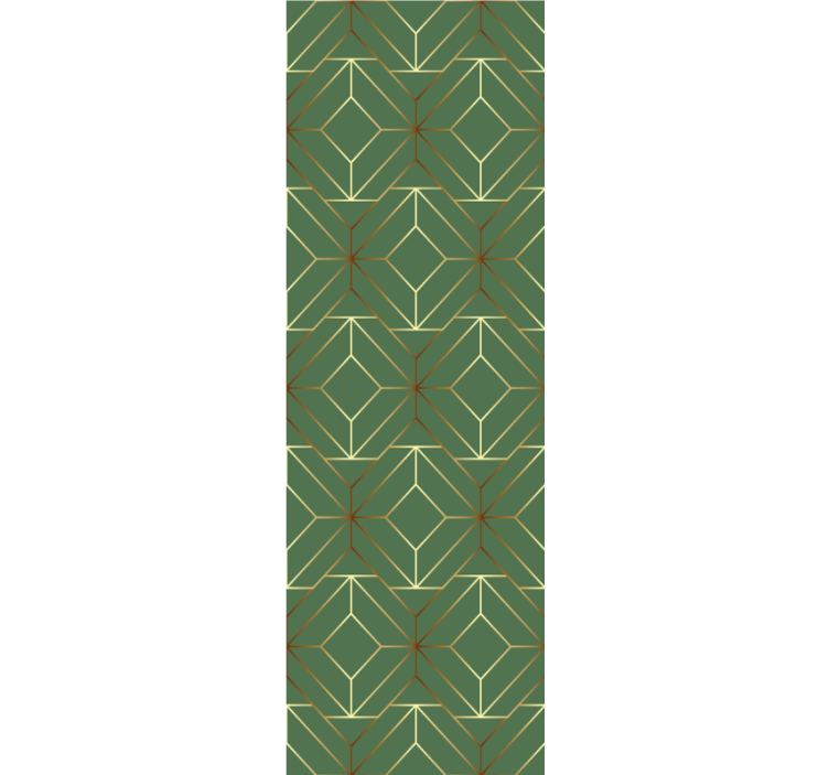 Cortina roller moderno cuadrados verdes metálicos dorados - TenVinilo