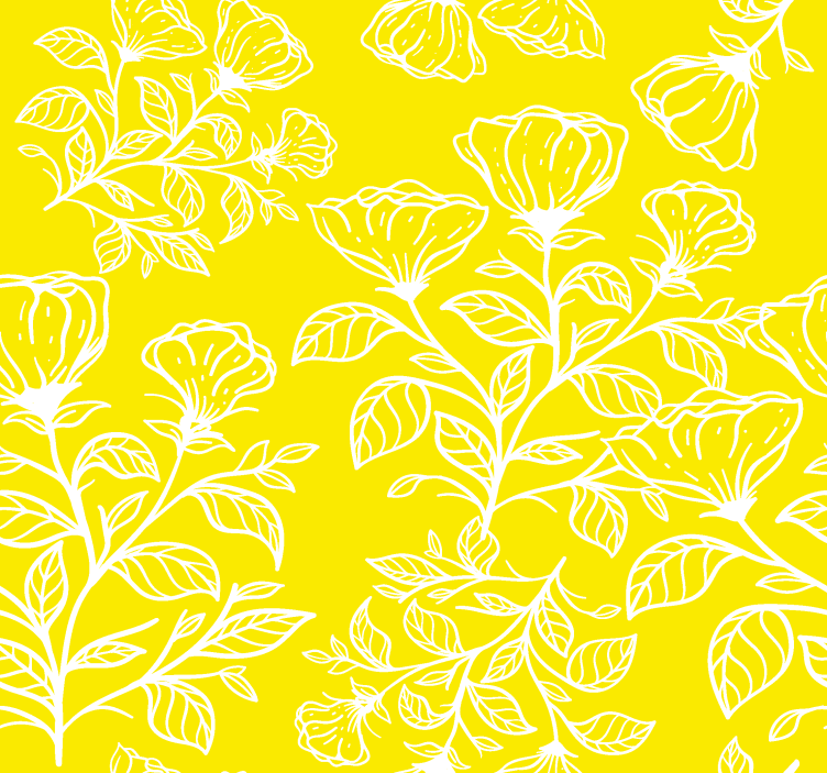 Cortina roller amarilla con diseño de flores - TenVinilo